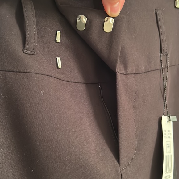 Set Women's black pencil skirt back slit size 4 polyester NWT Bloomingdales - Picture 4 of 12